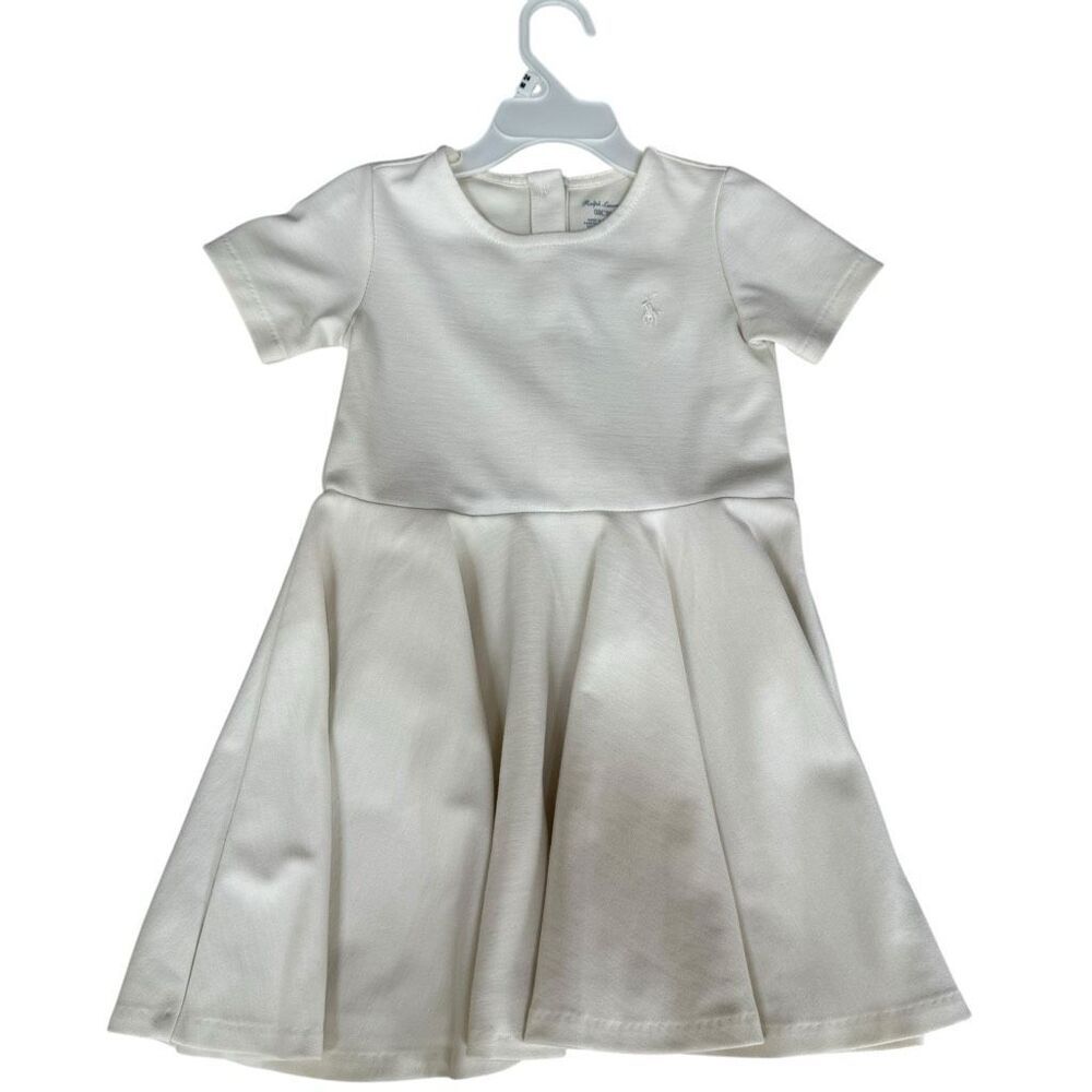 Ralph Lauren toddler Girls Pleated A-Line Dress Ivory White Stretchy size 24M
